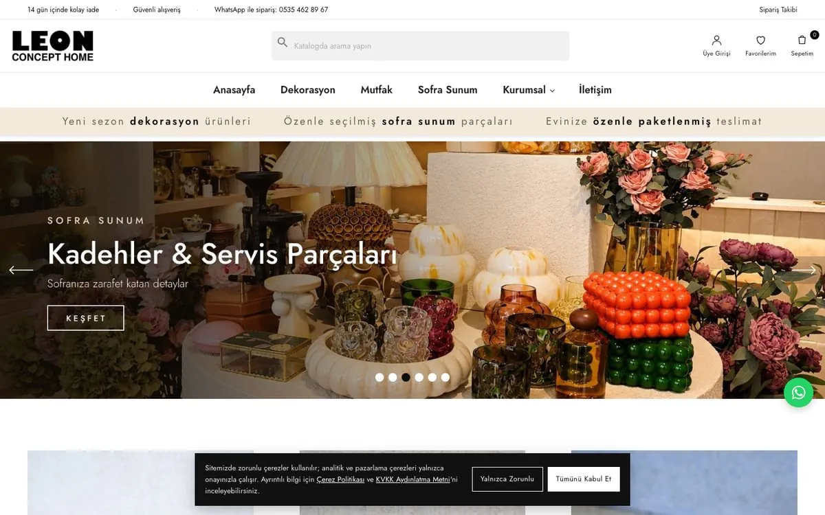 Leon Concept Home ana sayfa görünümü
